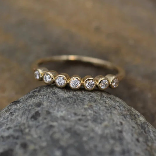 Luckacco daily picks Minimalist Gold Color Wedding Rings for Women Paved Dazzling Crystal CZ Stone Simple and Elegant Rings New Trendy Jewelry