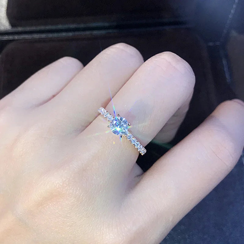 luckacco wedding band eternity rings women brilliant round zirconia luxury engagement rings thin elegant female jewelry