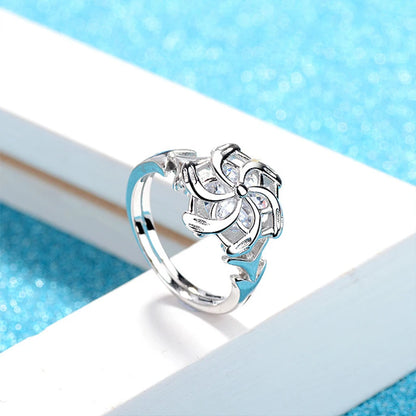 Luckacco 2023 New Fashion Silver Color Wedding Ring For Women Men The Galadriel Nenya Windmill Shape Jewelry Christmas Friends Gift