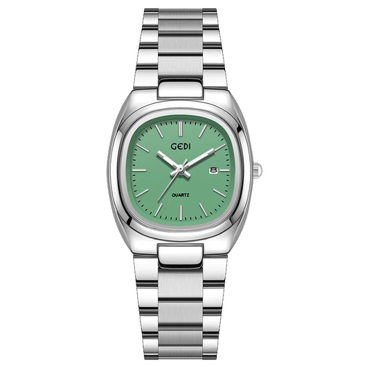 Luckacco Simple dual calendar women's watch high value solid steel waterproof watch ladies niche oval quartz watch