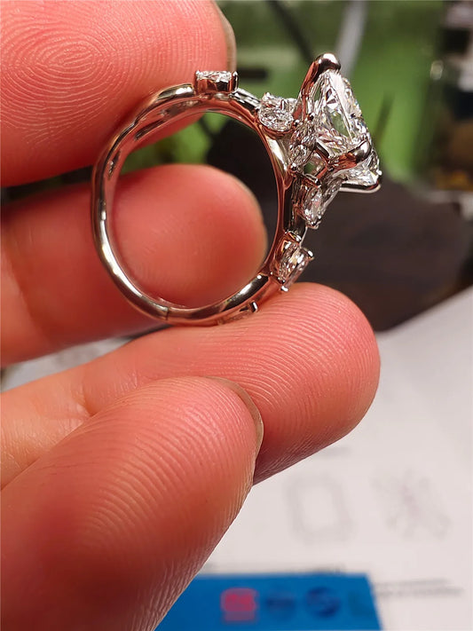 Luckacco PT950 Platinum Solid Real Gold Vine Twigs IGI3CT RADIANT MARQUISE Lab Grow Diamond wedding diamond engagement ring Fine jewelry