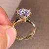 Luckacco Fashion 3ct Diamond Ring Solitaire Woman 925 Sterling Silver Yellow Gold Moissanite Ring Engagement Wedding Jewelry