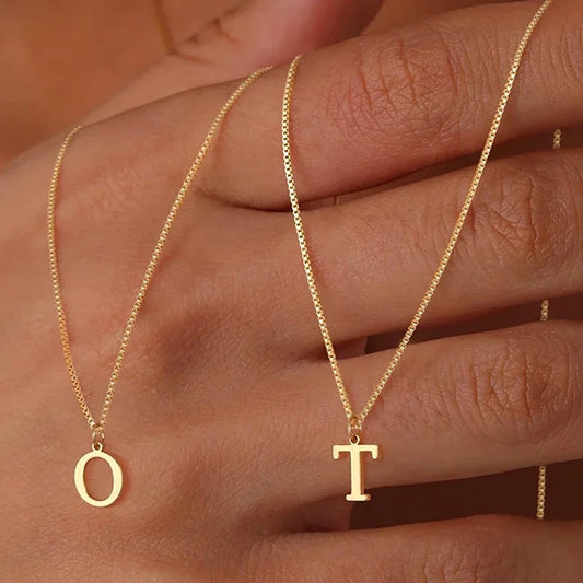 Luckacco Initial necklace letter pendant chamrs stainless steel Necklace jewelry Women's Necklace Box Chain Choker woman trend 2025 gift
