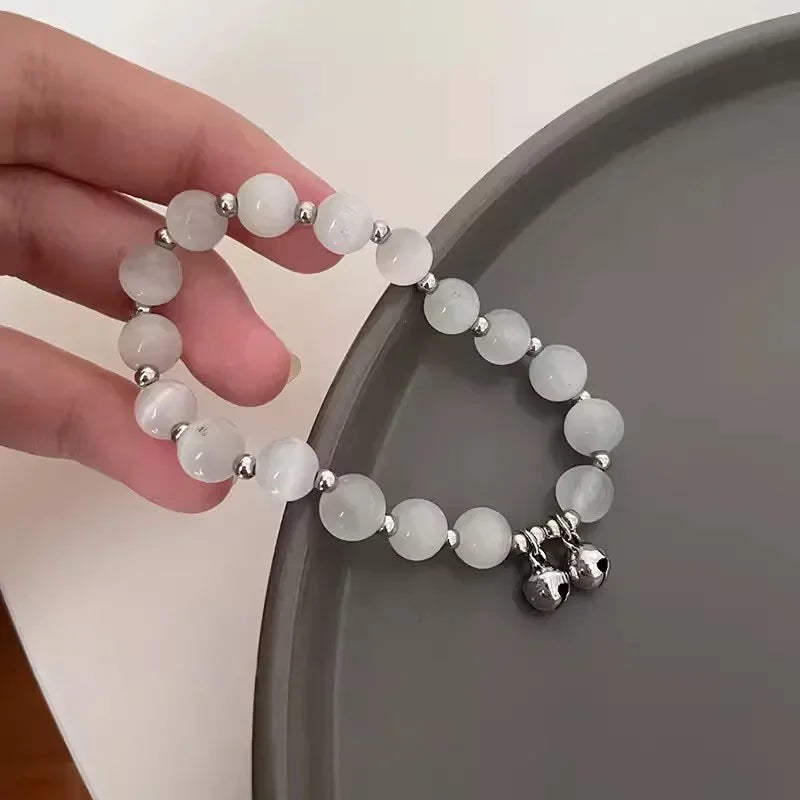 luckacco niche design star chain tassel bracelet for women fantasy blue crystal beads elastic rope bracelet best friend jewelry gifts