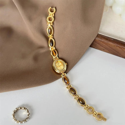 Luckacco BS Bee Sister Quartz Vintage Woman Watch Oval Dial Light Luxury Ladies Wristwatches Fashion Casual Simple Women Watches