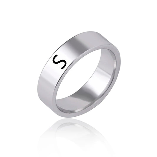 Luckacco Fashion 26 English Initial Letter Ring Stainless Steel Engraved Name Rings For Women Birthday Gifts
