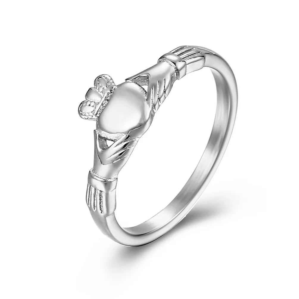 luckacco new claddagh rings custom his her wedding band stainless steel initial irish love ring for friend,friend,husband,wife,lover
