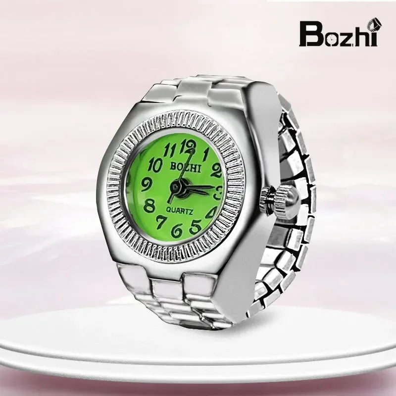 luckacco vintage punk quartz finger watch ring for women men couple rings digital watches elastic stretchy finger band ring jewelry clock