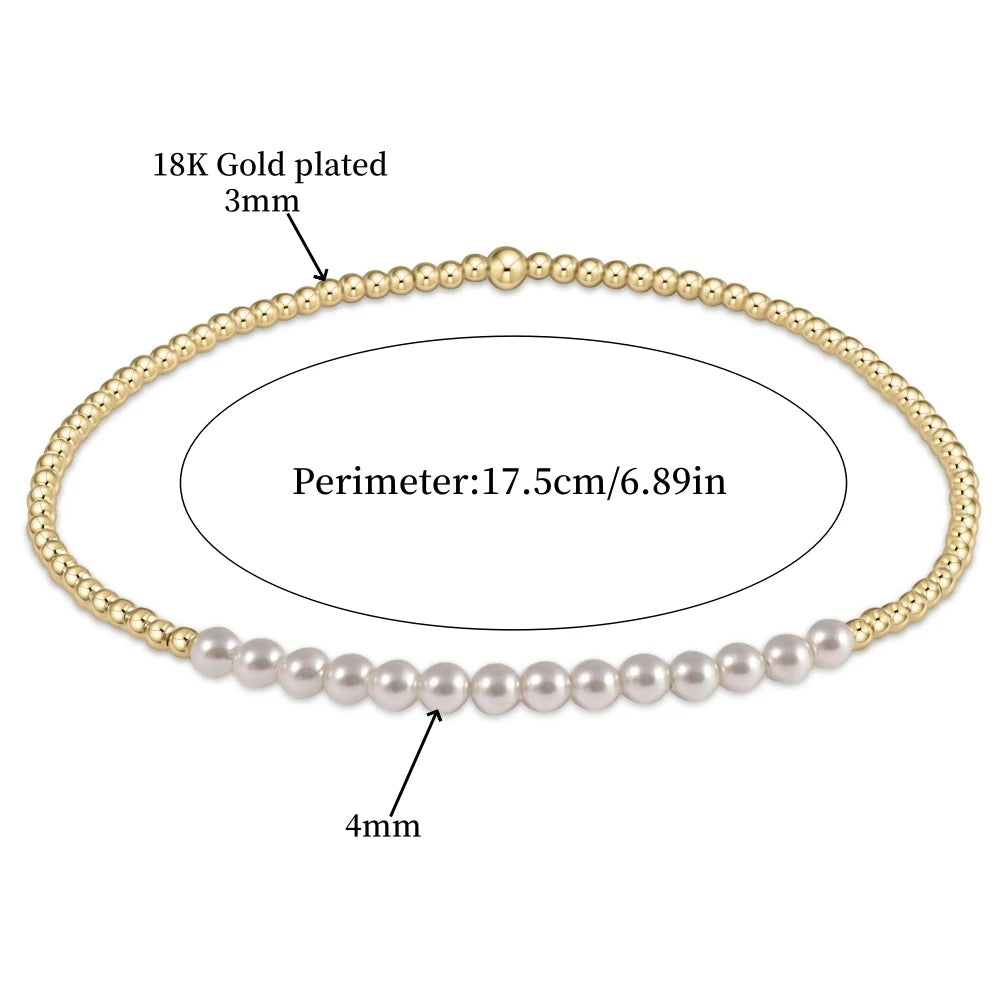luckacco vlen shell pearl bracelet with 18k gold plated beaded bracelets for women boho summer dainty stackable pulseras jewelry