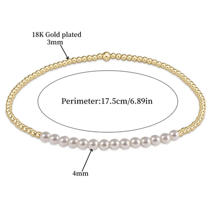 Luckacco Vlen Shell Pearl Bracelet With 18K Gold Plated Beaded Bracelets for Women Boho Summer Dainty Stackable Pulseras Jewelry