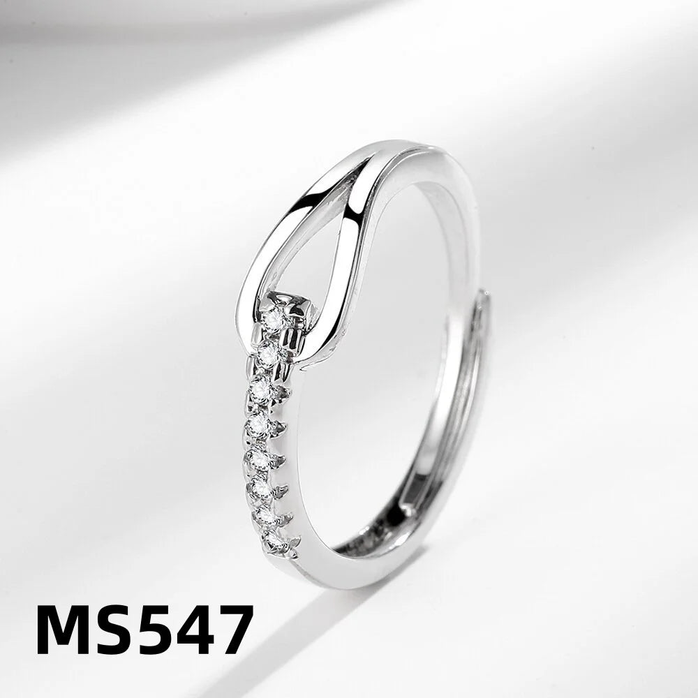 luckacco 925 sterling silver high-end full diamond hollow design horseshoe-shaped zircon ring personalized high-quality women's ring