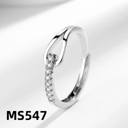 Luckacco 925 Sterling Silver High-End Full Diamond Hollow Design Horseshoe-Shaped Zircon Ring Personalized High-Quality Women's Ring