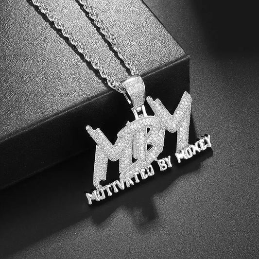 Luckacco Hip Hop Ice Out Zircon Letter Otf Letter Pendant Necklace for Men and Women Fashion Rock Party Jewelry Gift