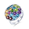 Luckacco Natural Colorful Gemstone 925 Sterling Silver Rings Genuine Multicolor Gemstone Elegant Style Fine Jewelry Women Wedding Rings