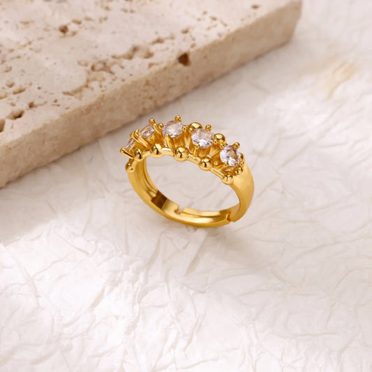 Luckacco Luxury Gold Plated Stainless Steel Geometry Rings For Women Men Open Adjustable Charm Finger Ring Wedding Party Fashion Jewelry
