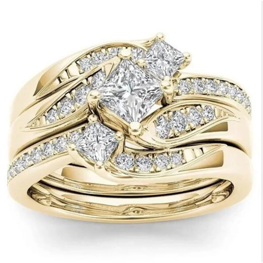 Luckacco Luxury Marquis Cut Droplet Ring Women's Gorgeous Anniversary Party Jewelry Noble  Fashion Engagement Ceremony Accessories