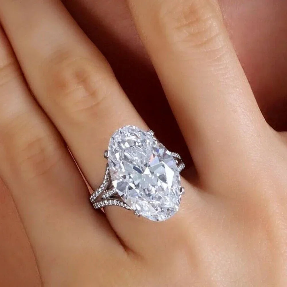 luckacco daily picks big crystal oval cubic zirconia wedding ring for women silver color fashion elegant engagement bands jewelry nice gift
