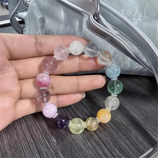 Luckacco Colorful Crystal Multi Treasure Bracelet for Women's Summer Fashion Vintage Exquisite Beautiful All-match Jewelry Gift