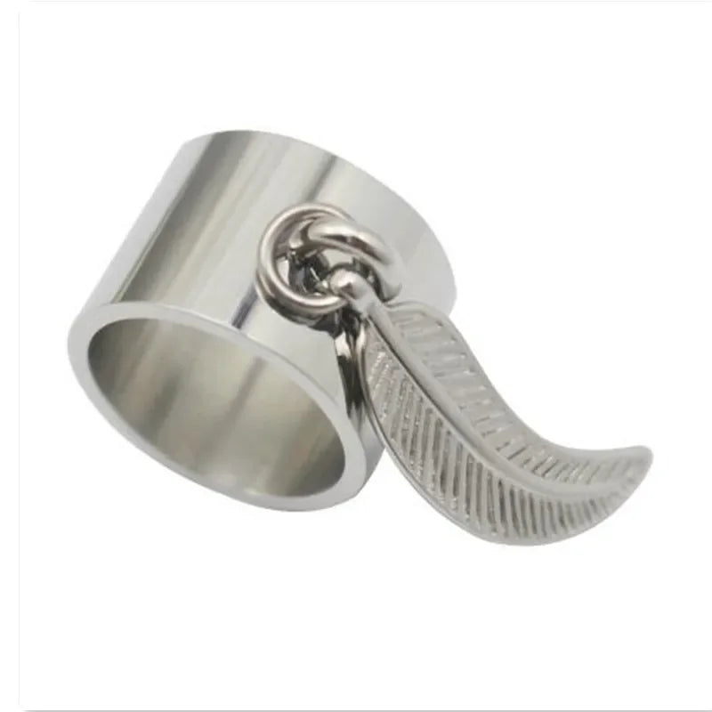luckacco oval geometric pendant ring women fashion jewelry stainless steel o charm finger ring size 7 10 11 6 9 8