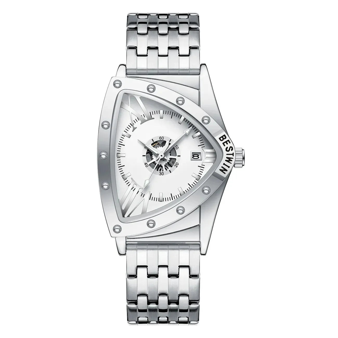 luckacco men watches unique design top brand luxury men's wrist watches quartz wristwatch fashion male clock stainless steel band