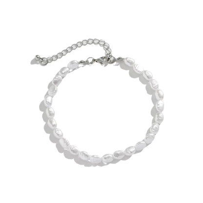 Luckacco Simple Baroque Imitation Pearl Bracelet Acrylic Beaded Women's Bracelet Fashion Jewelry Trend Accessories Bracelet for Men Women
