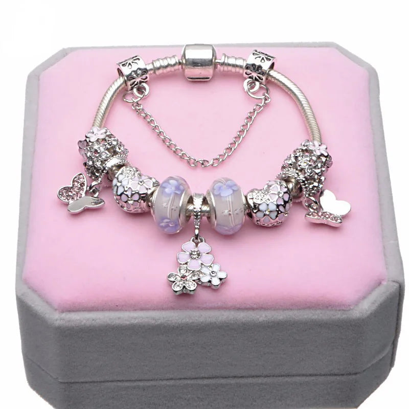 luckacco 16cm-21cm luxury cutterfly snake chain bracelet fit diy brand bracelets for women men jewelry gift 2024 new trend 41 styles