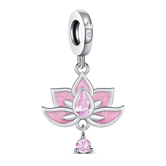 Luckacco 925 Sterling Silver lotus Charm fit Bracelet diy For women Fashion Pendant Romantic Jewelry Elegant Charm Fine 2025 New Hot Bead