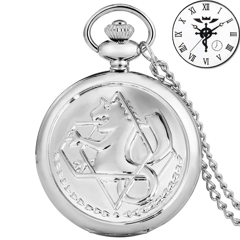 luckacco antique fullmetal alchemist quartz anime pocket watch cosplay edward elric clock design pendant necklace chain vintage chain