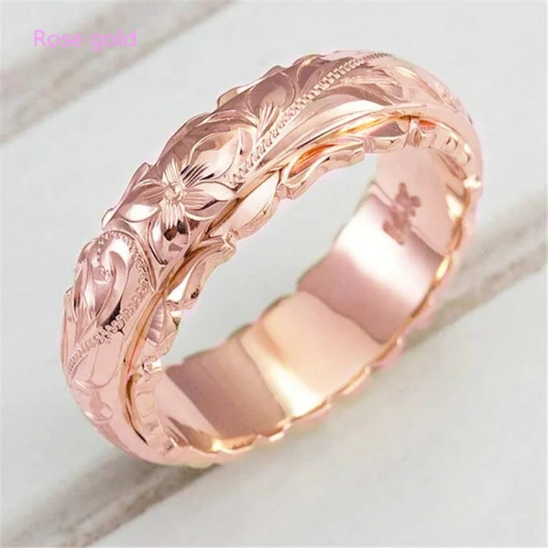 luckacco alloy carving rose flower ring - trendy unisex jewelry size 5-11 perfect valentine's day gift