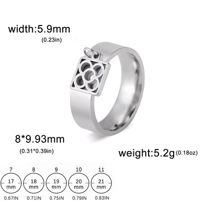 Luckacco Unift Women Stainless Steel Charms Rings Flower Leaf Spider Paw Pendant Finger Ring Fashion Minimalist Couple Jewelry