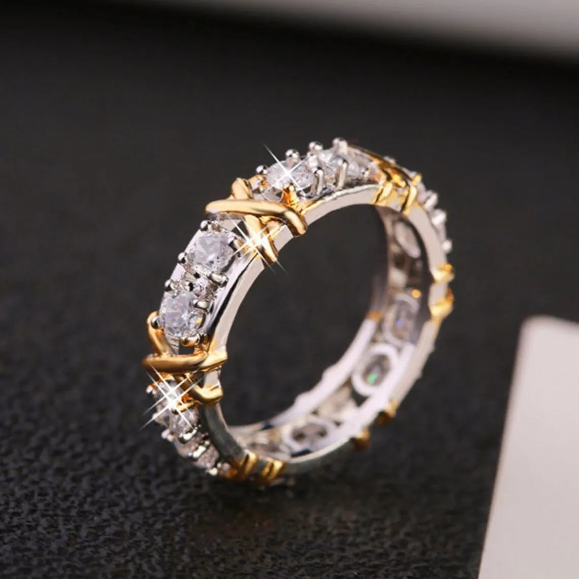 luckacco luxury 925 sterling silver ring interlaced zircon crystal ring for woman engagement wedding jewelry gift accesorios mujer