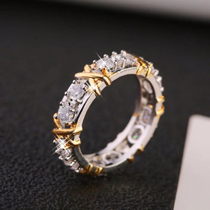 Luckacco Luxury 925 Sterling Silver Ring Interlaced Zircon Crystal Ring for Woman Engagement Wedding Jewelry Gift Accesorios Mujer