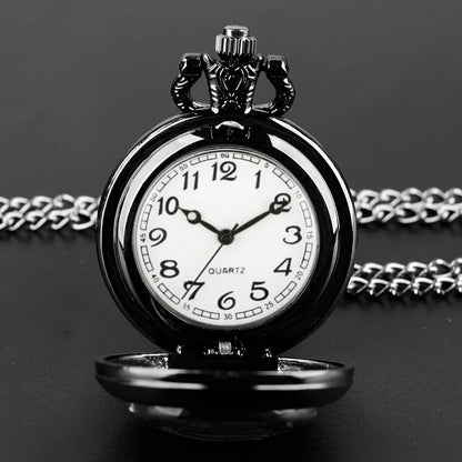 Luckacco Unique Vintage Black Crow Mini Quartz Pocket Watch,Necklace Pendant With World Time Feature, Ideal Gift For Men & Women and Kids