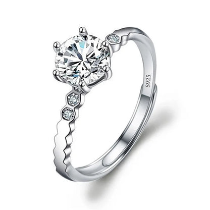 Luckacco Never Fade Luxury Classic 18K White Gold Color Ring Solitaire 2 Carat Zirconia Diamant Wedding Band Women Jewelry Accessories