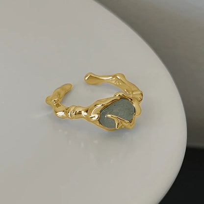 Luckacco Retro Gold Color Double Oil Drip Open Rings for Women Luxury Irregular Adjustable Finger Ring 2025 New Trendy Wedding Jewelry
