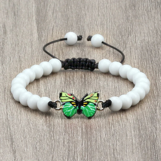 Luckacco Trendy Butterfly Beaded Bracelets For Women Men Natural Stone Beads Chain Bangles Handmade Female Bohemian Party Jewelry Gifts