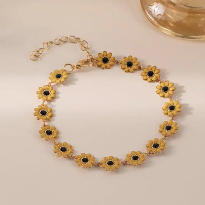Luckacco Fashion Sweet Flower Daisy Bracelet for Women Girl Y2K Accessories Handmade Colorful Beads Bracelet Boho Summer Pulseras Jewelry