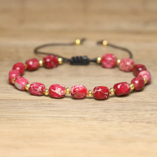 Luckacco Natural Stone Beaded Bracelet, Adjustable Handcrafted Bracelet, Bohemian Style, Having the Effect of Calming the Body and Mind