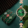 Luckacco Women's Fashion Quartz Small Green Watches Simple and Waterproof Female's Bracelet Watch Ladies Jade Wristwatch Clock