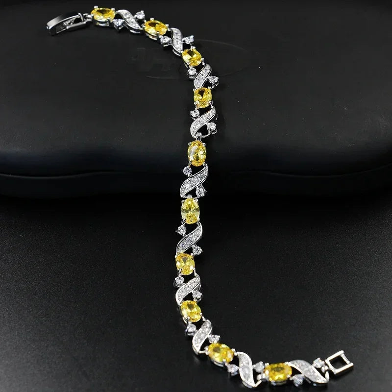 luckacco exquisite shiny tennis ball shape crystal zircon bracelet for women fashion evening party jewelry girls gift