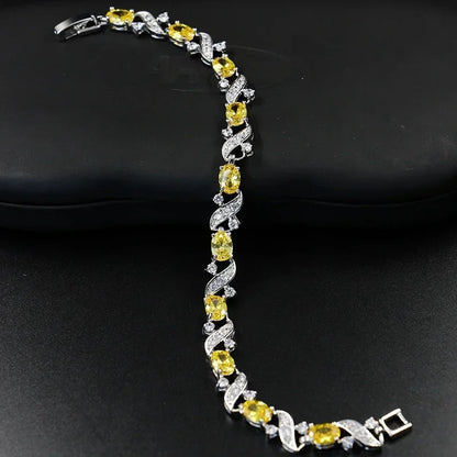 Luckacco Exquisite Shiny Tennis Ball Shape Crystal Zircon Bracelet for Women Fashion Evening Party Jewelry Girls Gift