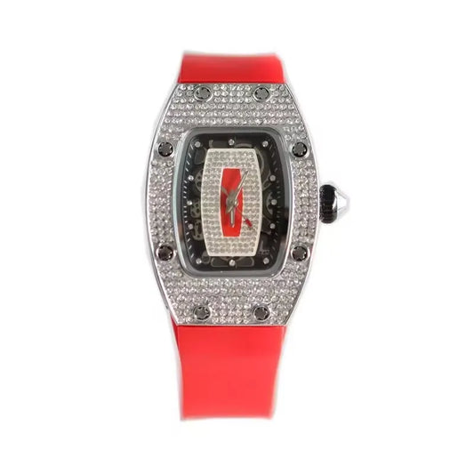 Luckacco 2025 New Fashion Women Luxury Tonneau Watches Womens Crystal Silicone Jelly Quartz Watch Gift Relogio Feminino Ladies Wristwatch