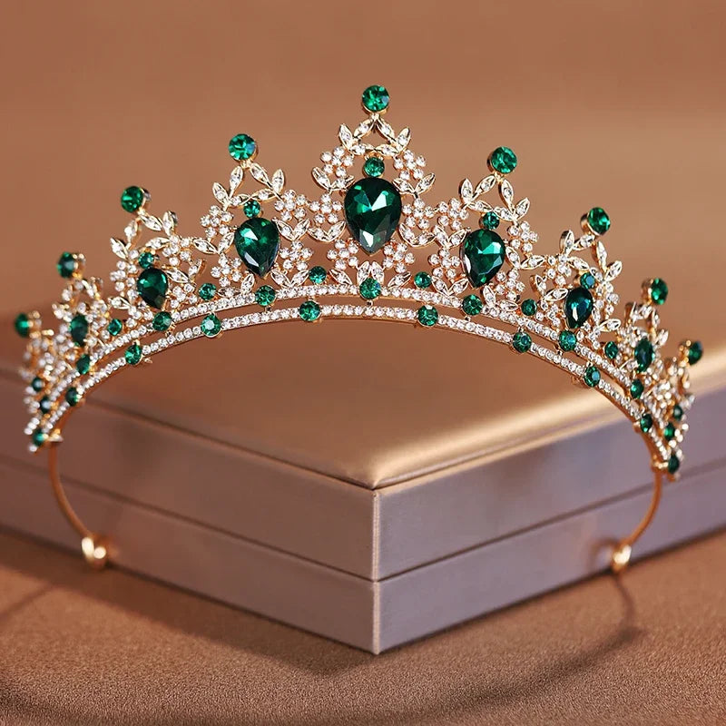 luckacco bridal headwear green-colour women's fashion party crown girl performance tiaras