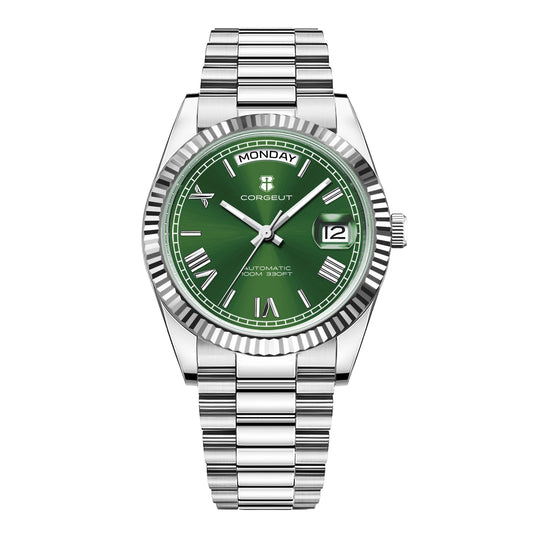 Luckacco CORGEUT New Color 36/39mm Dial Man watch Week Date Calendar Type Watch Sapphire Luxury Mechanical Steel Clock waterproof