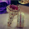 Luckacco Fashion Luxury Princess Ring Set Cubic Zircon Bridal Marriage Elegant Rings for Women Couple Wedding Jewelry Accessories