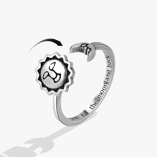 Luckacco Ethnic Mandala Flower Finger Rings for Women Girls Rotating Rose Sun Planet Anxiety Knuckle Ring Anti Stress Jewelry
