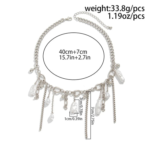 Luckacco Multi-layered Pearl Necklace for Women Party Y2K Trendy Clavicle Chain Fashion Heart Pendant Jewelry Accessories Gifts