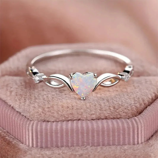 Luckacco Love Heart Stone Rings for Women Rose Gold Silver Color Wedding Band Bridal Engagement Jewelry Mother's Day Gift Кольцо Женское