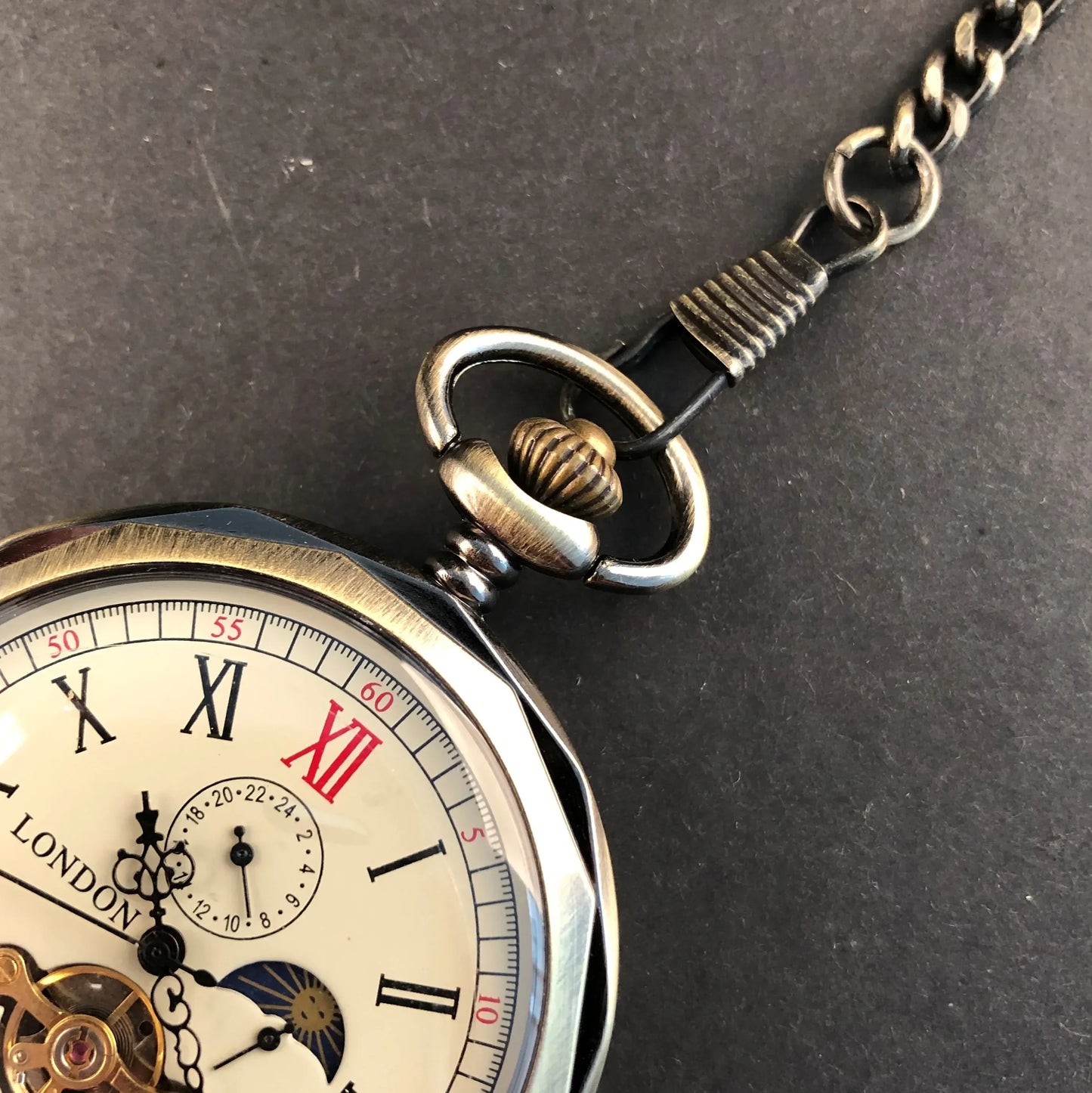 luckacco luxury vintage mechanical pocket watch multifunctional moon hand wind unisex casual chain fob watches