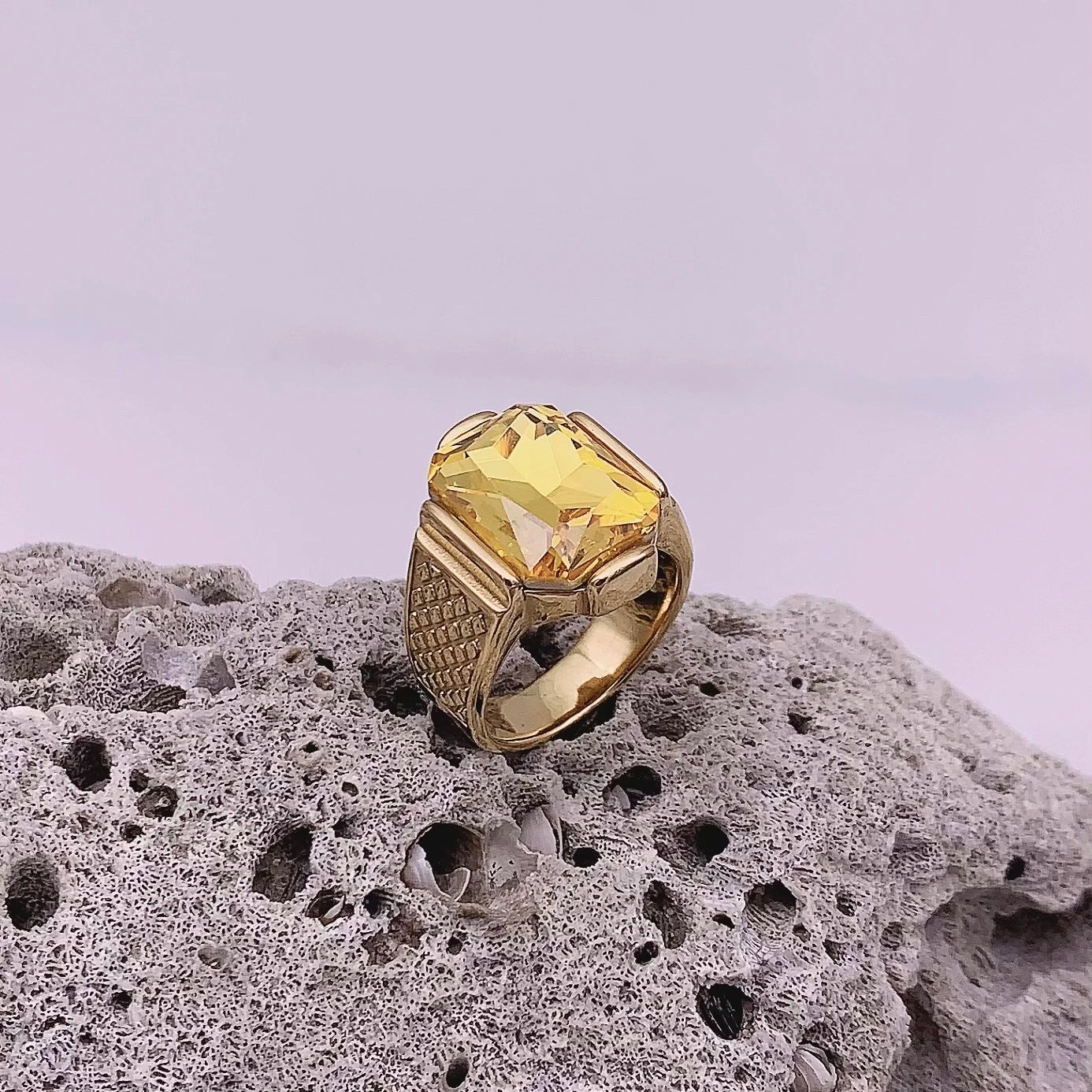 luckacco r3351g men's high quality vintage stainless steel gemstone styles ring jewelry